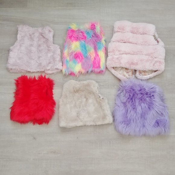 Bundle Lot of Toddler Size Faux Fuzzy Fur Vests - Picture 4 of 4